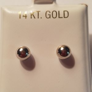 14k white gold ball stud